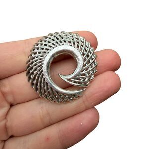Vintage Silver Tone Modernist  Brooch Pin